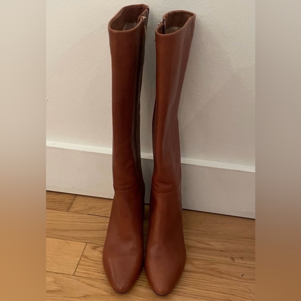 Leather Brown Heeled Boots J.Crew Sz9 NWOT with flaw